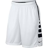 Men's Nike Elite Stripe Basketball Shorts White/Black/Wolf Grey Size Medium
