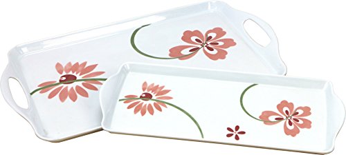 Corelle Coordinates Rectangular and Tidbit Serving Tray Set, White, Pretty Pink