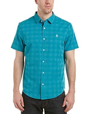 Mens Dobby Heritage Slim Fit Woven Shirt, Xl, Blue