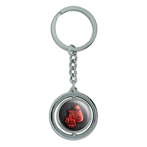 Boxing Gloves Boxer Spinning Round Metal Key Chain Keychain Ring