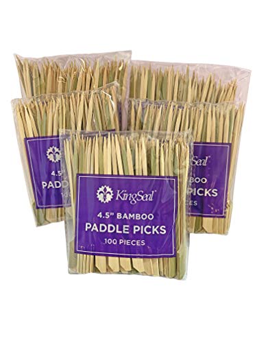 image for KingSeal Natural Green Bamboo Wood Paddle Picks, Skewers for Appetizer