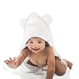 LuxeRR Hooded Baby Towel and Washcloth Bath Set - 100% Natural Organic Bamboo - Extra Soft - Large Sized for Newborn to Toddler