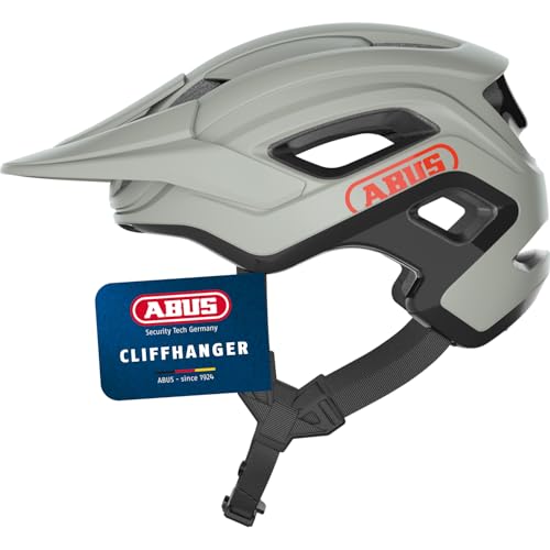 ABUS MTB-Helm Cliffhanger - Fahrradhelm für anspruchsvolle Trails - mit großen Lüftungsöffnungen und TriVider Riemensystem - Damen Herren - Grau, Größ