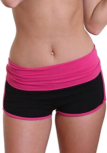 ESAILQ Shorts, Women Short Pants Yoga Sport Running Cropped Leggings Stretch Mini Solid Sequins Pocket Shiny Boho Elastic Loose Sexy Blend Lounge UK Sizes 8 22