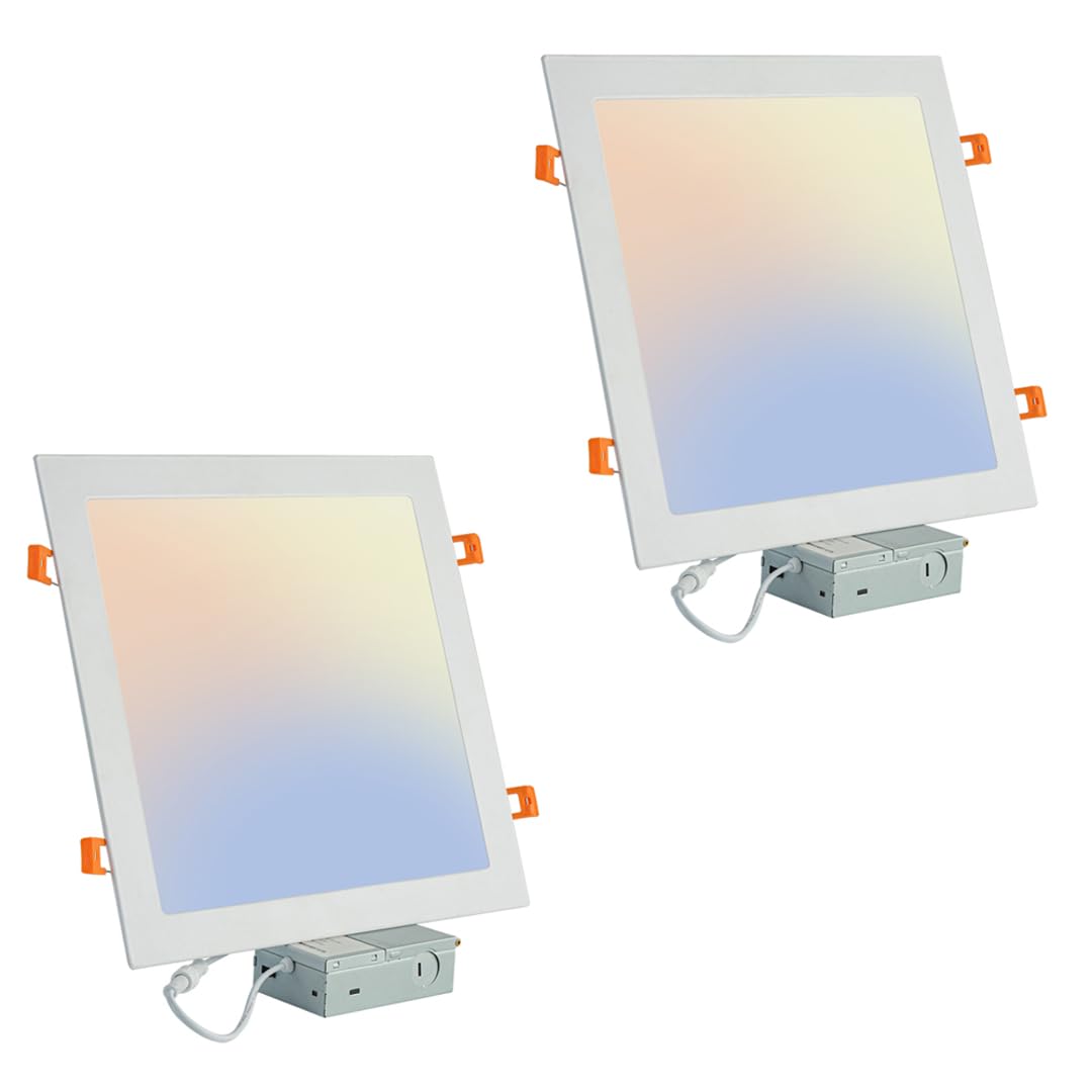 Photo 1 of QIBANG 2pack 11 inch Square LED Recessed Lights with Junction Box,3CCT 3000K/4000K/6000K Selectable,2160LM 24W Dimmable Canless LED Recessed Lighting High Brightness
