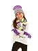 S.W.A.K Girls Knit Hat, Scarf And Gloves Set - Purple/Yellow Combo
