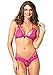 Leg Avenue Women's Strappy Lace Halter Bra and Peek-A-Boo Brazilian Panty Set, Neon Pink, Medium/Large