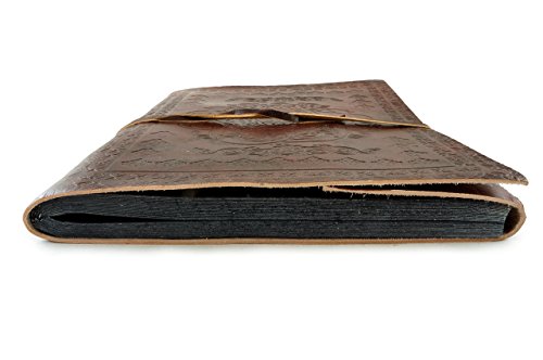 Large Leather Photo Album Vintage Classic Rustic 12" x 10" Handmade Paper 40 Sheets