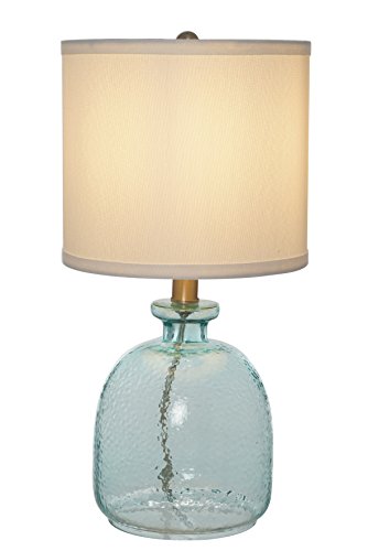 Catalina Lighting 20687-000 Coastal Cape Cod Clear Glass Textured Table Lamp, 18.25", Classic Blue