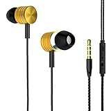 Earbuds, Headphones CL-Power In-Ear Earphone [Updated Packaging] Wired Cell Phone Stereo Headset with Mic and Volume Control for iPhone iPad iPod MP3 Player Samsung and other Smartphone (Golden)