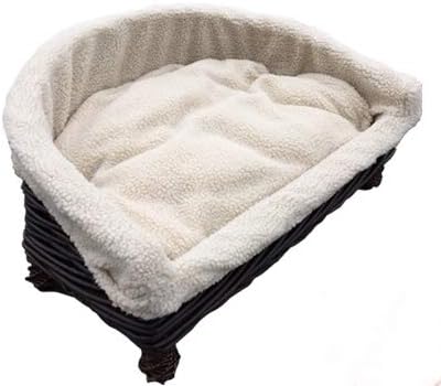 EASYPETHalf Moon Style Handmade Luxury Wicker Pet sofa,dog sofa, dog couch,basket&cushion Colour can exchange,4 Diff Sizes,UK2209 (Small, Cream)