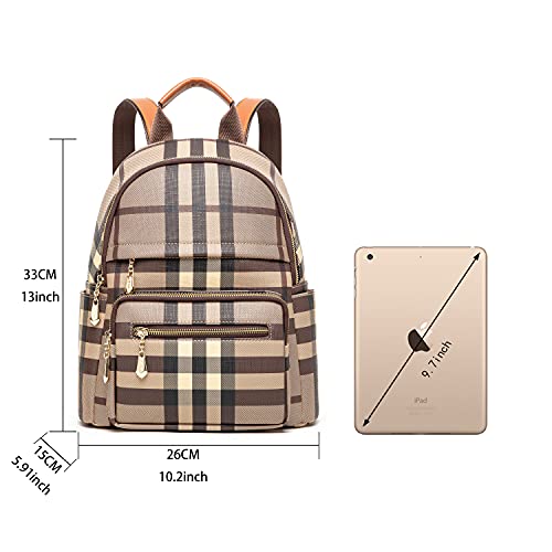 EZOLY Sac à Dos Femmes Cuir Elegant, Grande Capacité Femme Sac à Dos College Fille, Anti-vol, Ordinateur Portable, Voyage Sacs à Dos Loisir Pour Femme, Marron