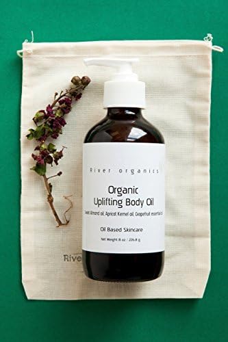 Organic Body Oil with Sweet Almond Oil, Apricot Kernel Oil, Grapefruit Essential Oil & Vitamin E 8 oz, Uplifting Body Oil