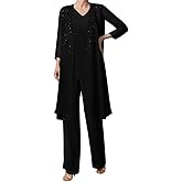 Mother of The Bride Lace Applique V Collar 3Pcs Women's Gentle Chiffon Pants Suits Wedding Party Outfit Evening Dress