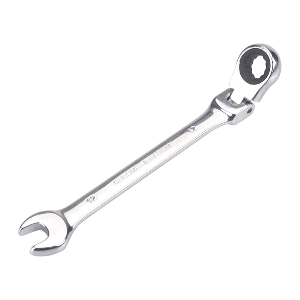 通用 FLZOSPER 12mm Metric Flex-Head Gear Wrench,Box End Head 72-Tooth Ratcheting Combination Wrench Spanner