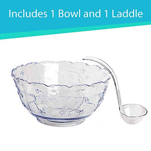 Premium Quality Plastic Punch Bowl With Ladle Large 2 Gallon Bowl