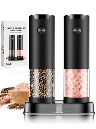 Photo 1 of *** ONLY ONE WORKING *** Electric Salt and Pepper Grinder Set Automatic Battery Pepper Mill Shakers Adjustable Coarseness Upgraded Larger Capacity with Led Home and Kitchen Appliances for New House Warming Gifts