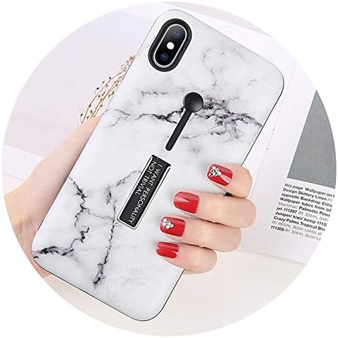 Phone Case for iPhone X XR XS Max 8 7 6 6s Plus Retro Colorful Marble Pattern Stretch Ring Stand Back Cover Cases Coque,T4,for iPhone XR