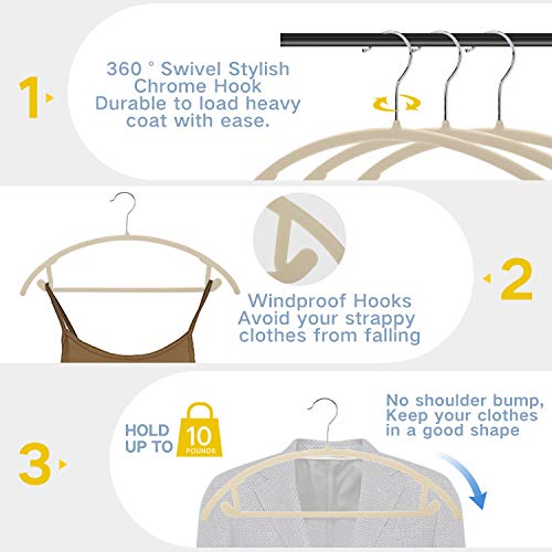 Velvet Hangers No Shoulder Bumps Suit Hangers with Chrome Hooks,Non