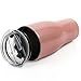 Smart Cooler 30 Oz. Sweat Free Ultra-Tough Double Wall Stainless Steel Tumbler Cup with Leak-proof Heavy Duty Tumbler Lids (Slide Lid & Flip Lid), Straw, & Cleaning Brush - Rose Gold