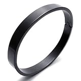 KONOV Polished Stainless Steel Bangle Cuff Bracelet, Unisex Mens Womens, Color Black