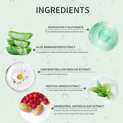 HICREAM ALOE VERA EYE MASKS – 60 PCS – REDUCE PUFFY EYES & DARK CIRCLES, FIRM & IMPROVE UNDER EYE SKIN, PURE NATURAL EXTRACTS FOR YOUTHFUL APPEARANCE & REDUCTION OF FINE LINES AND WRINKLES