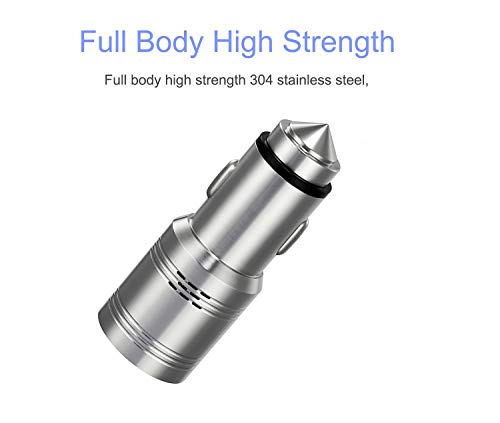 7PETAL UL Certified Car Charger,Multi-Purpose Carbon Monoxide Detector 304 Stainless Steel Charger,2 USB Fast Car Charger Fit iPhone,iPad,Android with Safety Emergency Escape Hammer - Thumbnail 3