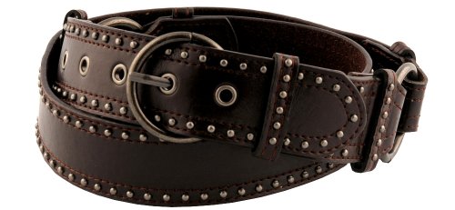 Womens Beautiful Mini Metal Stud Detail Belt Brown Large