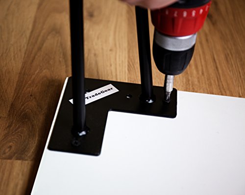 TradeGear Double Rod Hairpin Table Legs, 16 Inch Mid-Century Style Coffee Table Legs, Heavy Duty ½ Inch Double Weld Steel with Black Powder Finish, Includes Floor Protector Feet and Screws, Set of 4