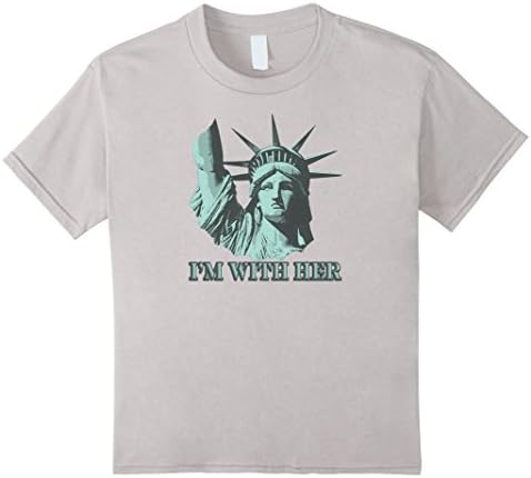 Kids Statue Of Liberty I'm With Her Graphic Shirt #resist #rebel 8 Silver
