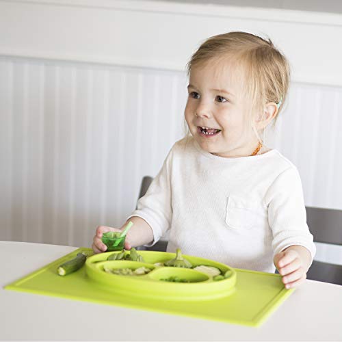 Ezpz Happy Mat (Blue) 100 Silicone Suction Plate With Builtin