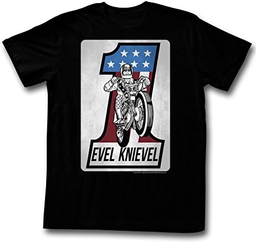 Evel Knievel - Mens One Square T-Shirt, Size: X-Large, Color: Black