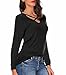 CPOKRTWSO Women's Casual Long Sleeve T-Shirt Blouse Criss Cross V-Neck Tees Tops Black M