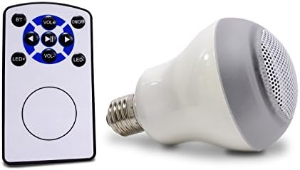 Audiopho E27 LED Bluetooth Speaker Bulb with Dimmable Cool White Light - 4w White (40w Equivalent) with Built-In 4W Bluetooth Speaker Music Player and Remote Controller