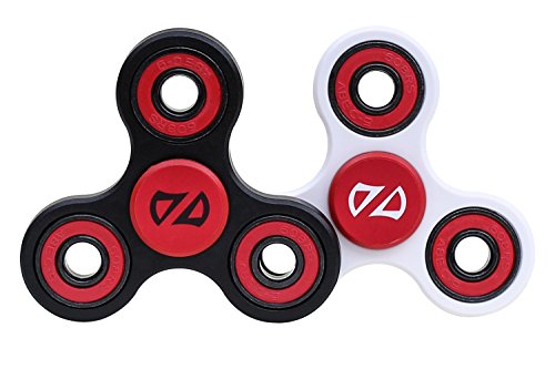 OZO9 - Hand spinner fidget toys for ADHD, Anxiety, Autism -Tri spinner hybrid ceramic bearing, POM Plastic, Si3n4 High Speed -EDC Finger spinner fidget gadget for Adults, Kids (Black) + BONUS 2 Ebooks