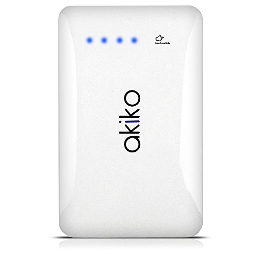 Akiko 9000mAh Ultra Slim Premium External Battery Pack Charger Powerbank with Dual USB Port (2.1A/ 1.5A Output) -Retail Packaging - White
