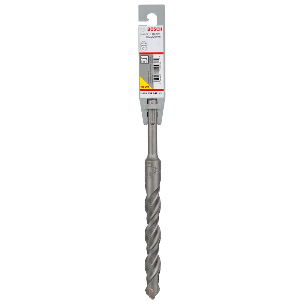 Bosch 2608831048 "SDS Plus-3" Hammer Drill Bit, 0 V, Grey, 18 x 150 x 200 mm