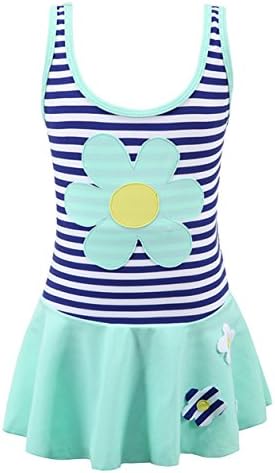 BQVIVYI Girls One Piece Swimsuit Sun Flower Princess Cover-Ups Skirts Bathing Suit Swimwear 3-9 Years (Green, 6-7 Years)