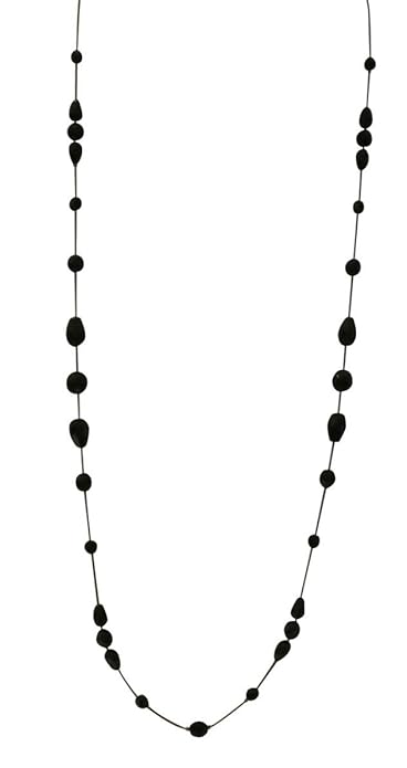 LaRaso & Co Long Necklace for Women Handcrafted Black Czech Glass Crystal Bead