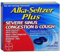 Alka-Seltzer Plus Sever Sinus Congestion and Cough Liquid Gels - 20 Capsules (Pack of 6)