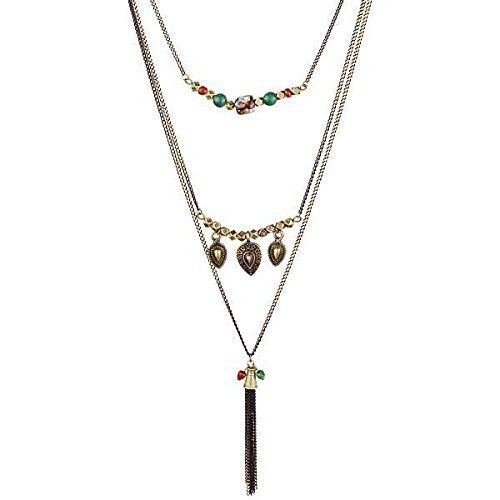 Handmade Beaded Triple Chain Necklace, Multi Layers Necklace HS21224