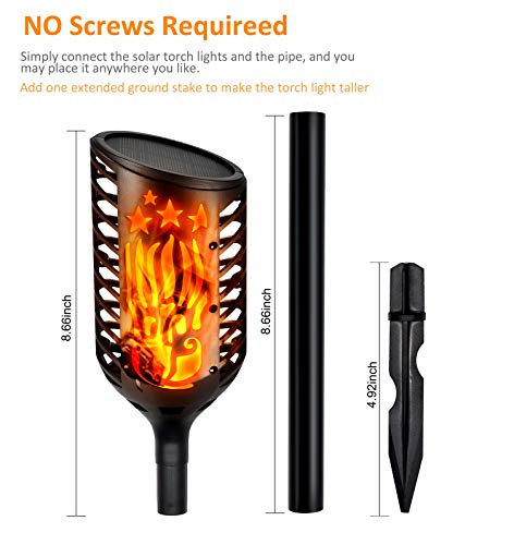 Upgraded Solar Torch Lights Outdoor, Waterproof Flickering Dancing Flames Torch Lights Solar Spotlights Landscape Decoration Lighting Dusk to Dawn Security Torch Light for Garden Patio Driveway (2)