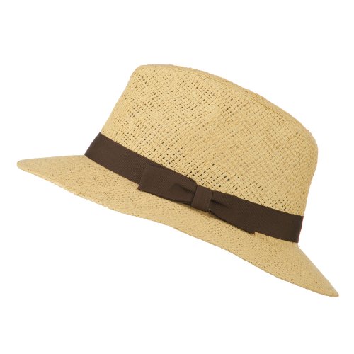 Panama Hat With Color Band - Brown OSFM