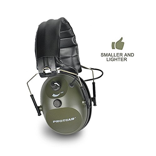 Protear Electronic Single Microphone Shooting Range Gear Hunting Earmuff Sound Enhancement Hearing Protector--NRR 24dB Army Green