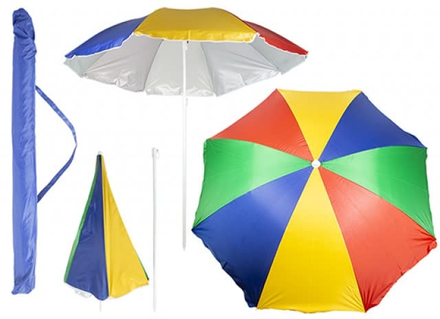 Vibrant Multicolored Beach Parasol with Tilt Function - 1.8m (1 Pc.) - Ultimate Sun Protection - Perfect For Your Summer Adventures