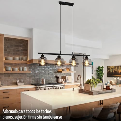 ZMH Vintage Ceiling Light Retro Pendant Lamp – Black Cage Design Light with 4 Lights Industrial Socket E27 Retro Ceiling Lighting for Kitchen Dining Room Bedroom Coffee Bar | Industrial Metal Design for Kitchen Dining Room Bedroom Cafe Bar