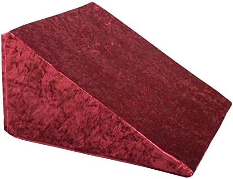 Bed Wedge Foam Cushion with Crushed Velvet Cover - RED