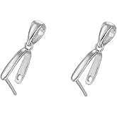 2pcs 925 Sterling Silver 6.5mm Pendant Pinch Bail Charms Connector Clasps Pinch Clip Dangle Charms for Handmade Necklace Jewelry DIY Making Craft