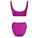 Dixperfect Two Pieces Bikini Sets Swimsuit Low Scoop Crop Top High Waisted Cheeky Bottom (L, Hot Pink)