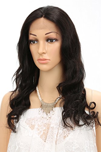 Fani Virgin Brazilian Hair Long Deep wave Wavy Medium Cap Natural Color Human Hair Glueless Lace Front Wig 18inch